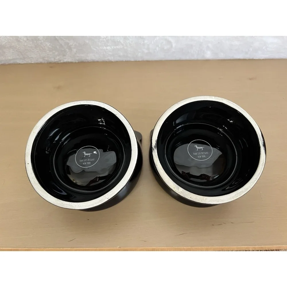 Park Life Designs New York Black Cat Pedestal Bowls Set of 2 - One Chip